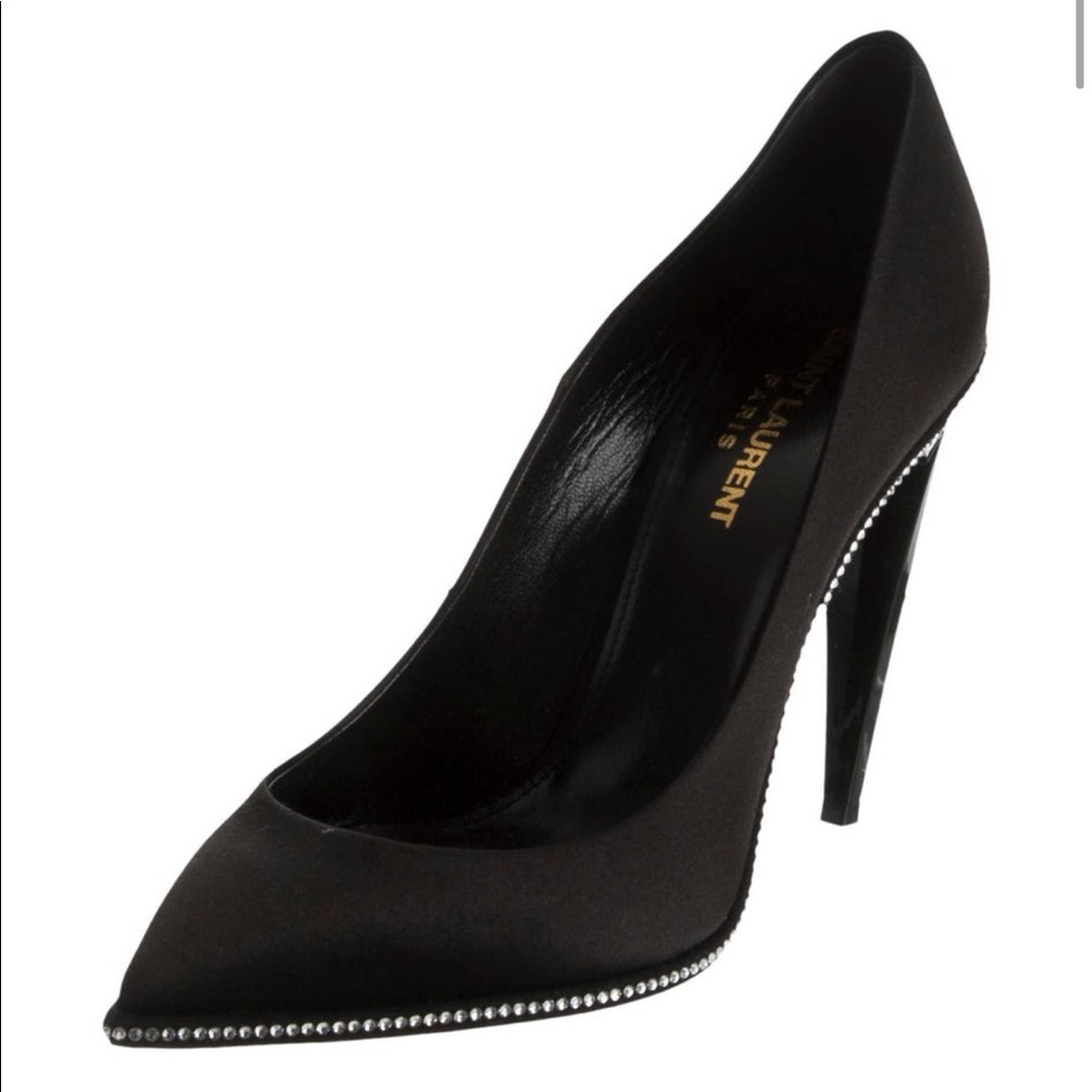 Saint Laurent YSL Jewel Embellished Satin Pump